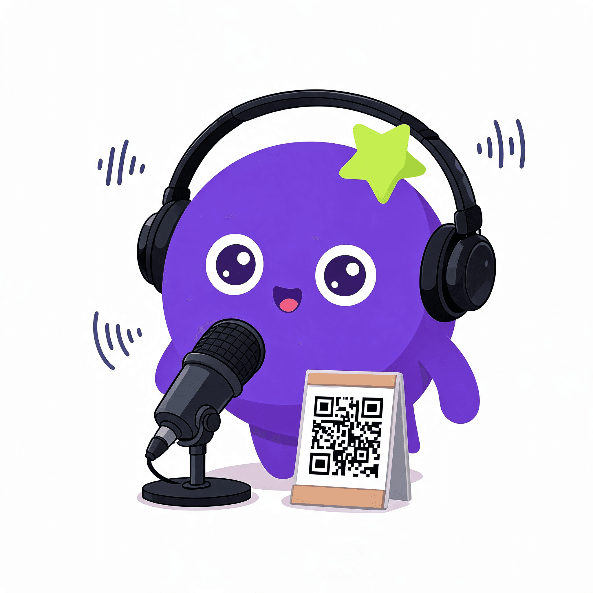 The gottaSay mascot collecting feedback at podcasts